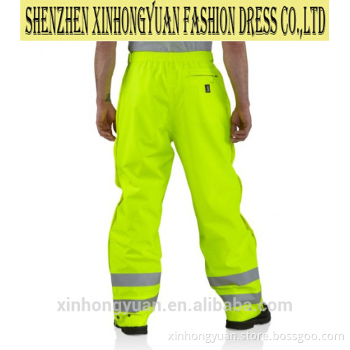 HIGH-VISIBILITY TROUSERS WITH REFLECTIVE TAPES, MESH VENTILATE LINING, BACK POCKET, KNEE PAD, LEG-BOTTOM HOOK-AND-LOOP ADJUSTER